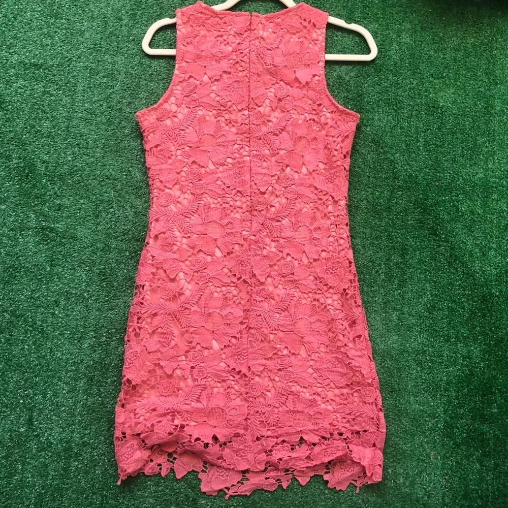 Coral Sleeveless Crochet Dress Sheath Spring Summer Dress Size S - Picture 6 of 7